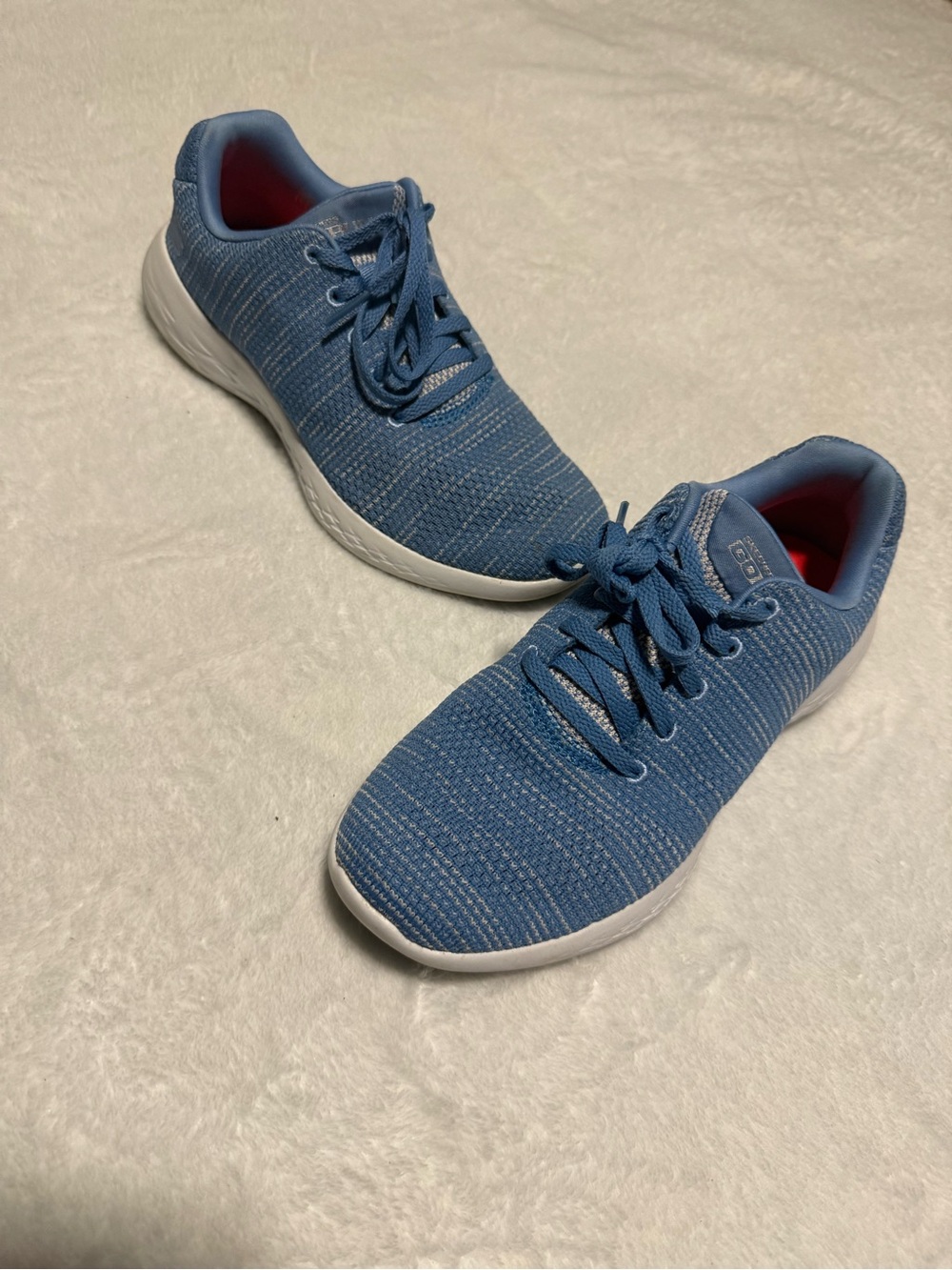 Skechers Women’s Blue Knit Lace-Up Athletic Sneakers